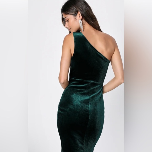 NWT Lulus Green One Shoulder Bodycon Dress Cocktail Prom XS - Picture 3 of 5